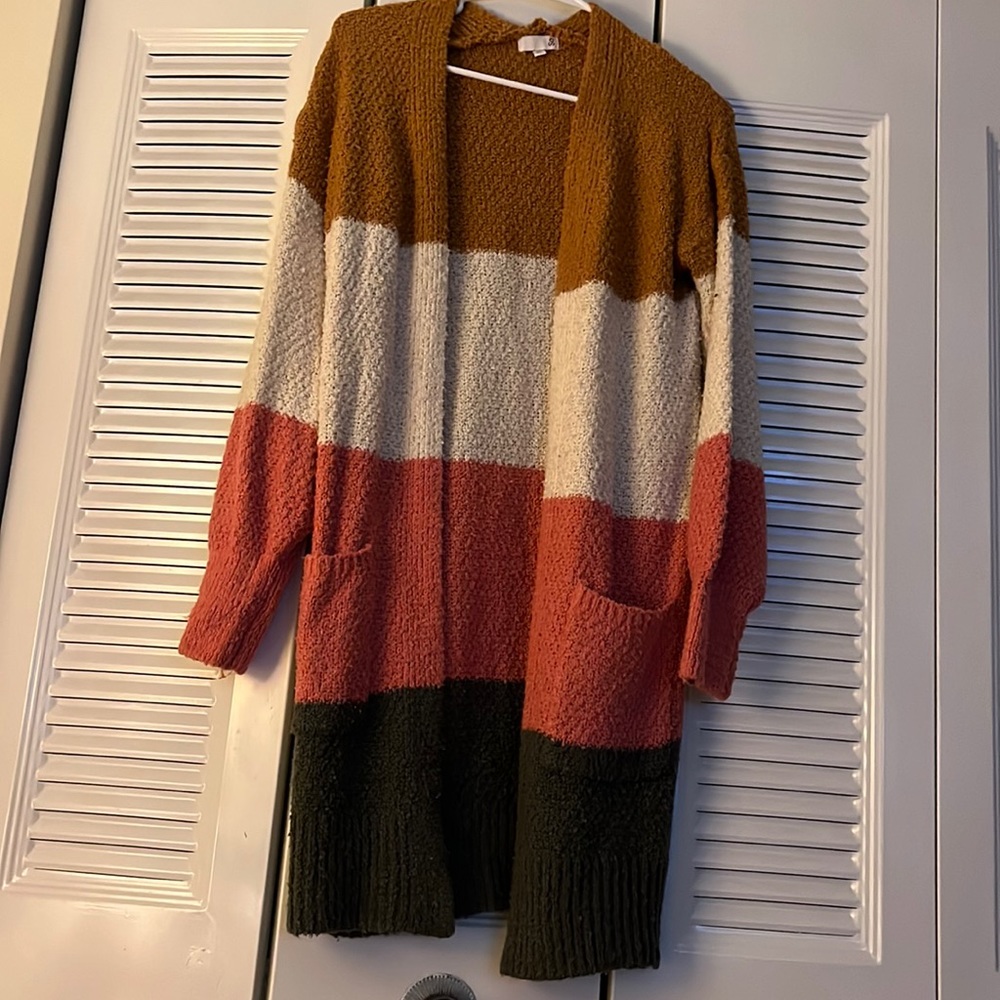 Brand: SO Size: XS Color: stripe brown off white orange and gray.